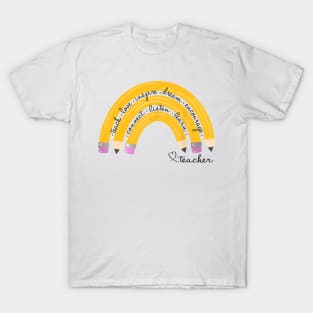 Teach Love Inspire Rainbow Pencil Teacher Back To School T-Shirt